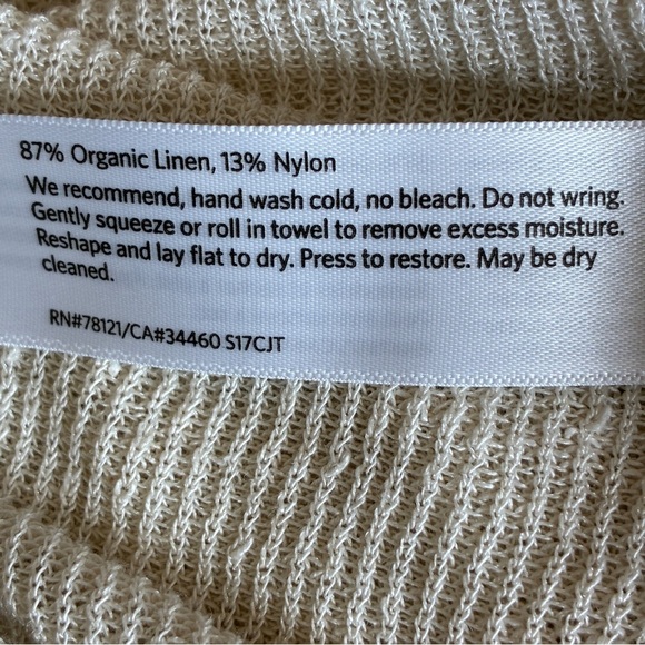 Eileen Fisher Organic Blend Linen Duster Open Cardigan Large Cream - Picture 7 of 9